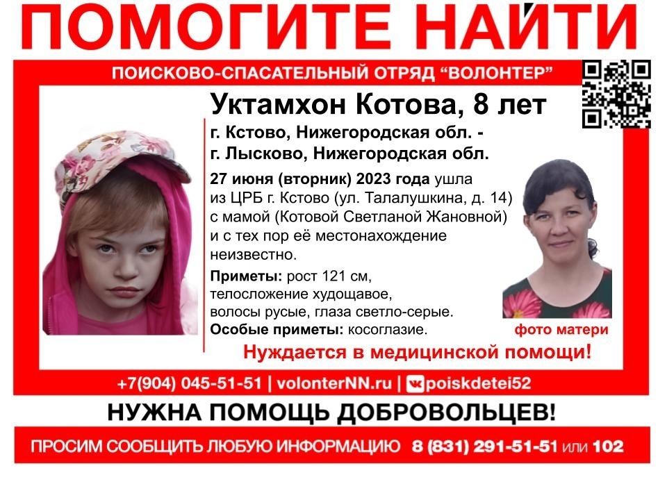 8-летняя девочка пропала в Нижегородской области вместе с мамой - фото 1