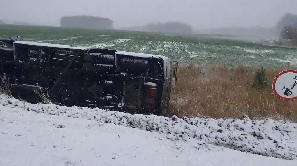 Автобус с пассажирами улетел в кювет на М-7 в Нижегородской области - фото 1