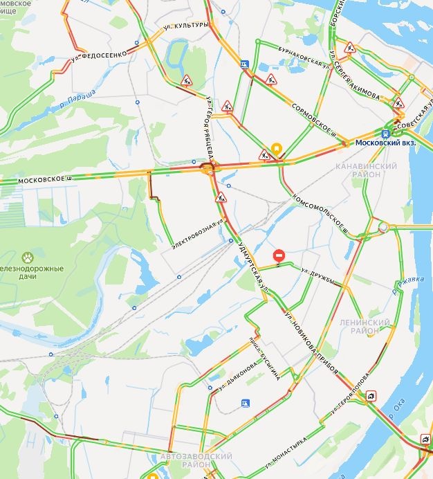 Огромные пробки сковали Нижний Новгород в пятницу вечером &mdash; карта - фото 3